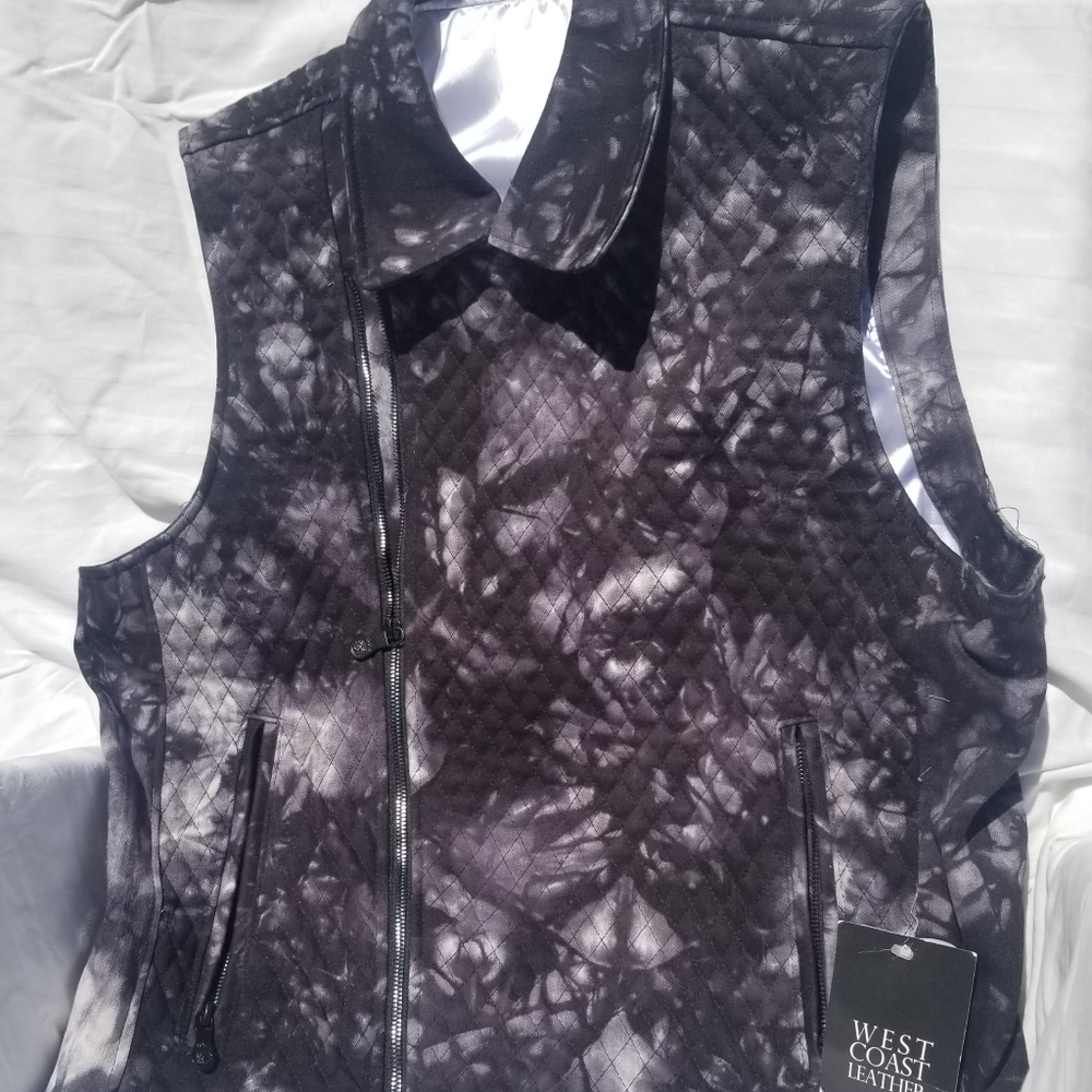 West Coast Leather Black/White Splotch Vest